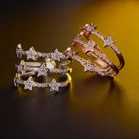 NEW 18K ROSE GOLD DIAMOND MULTI LAYER RING - Picture 2 of 7